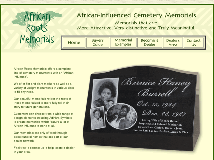 www.africanrootsmemorials.com