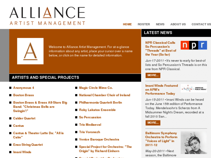 www.allianceartistmanagement.com