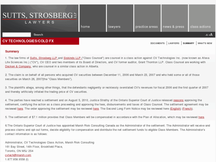 www.cvtechnologiesclassaction.com