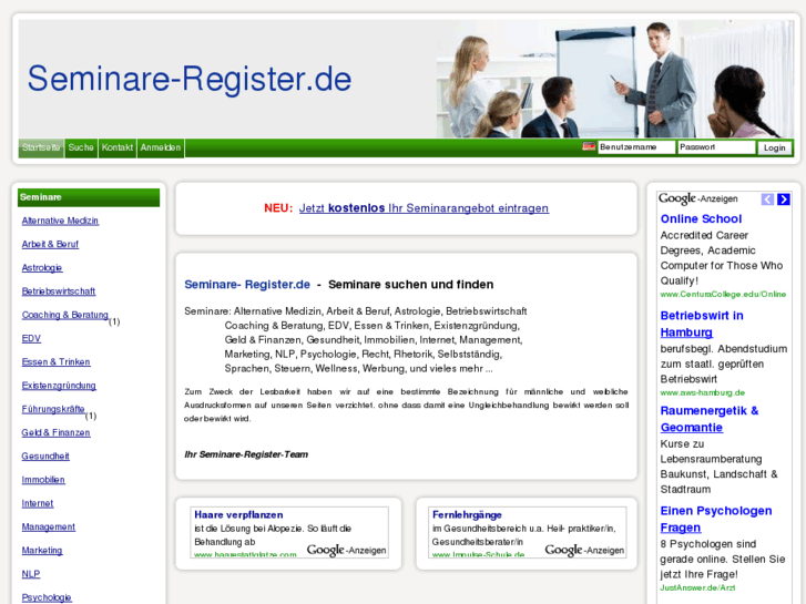 www.seminareregister.info