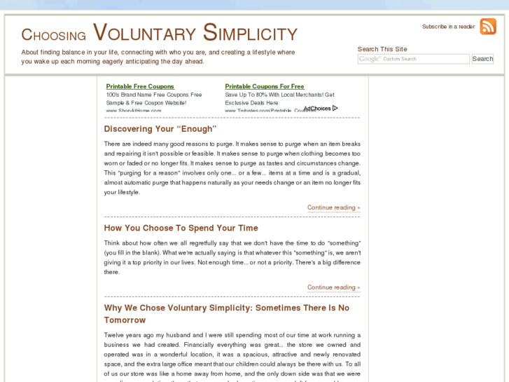 www.choosingvoluntarysimplicity.com