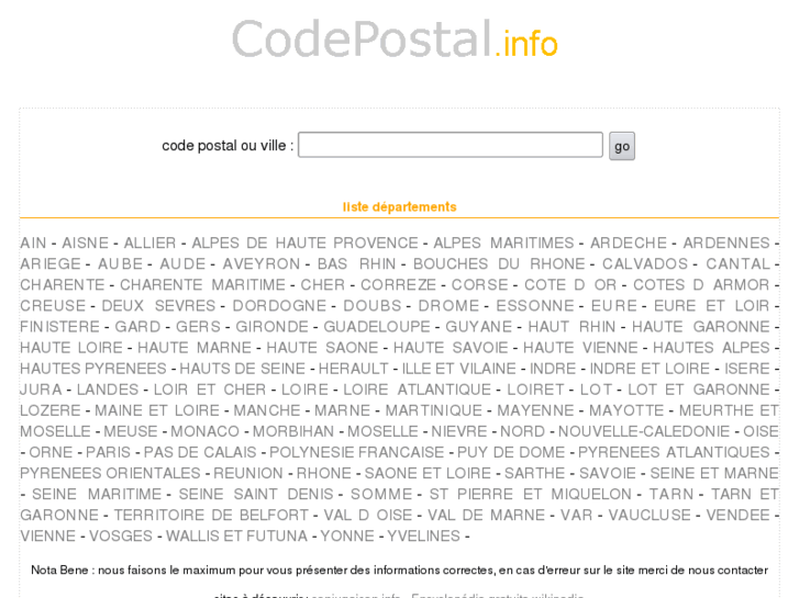 www.codepostal.info
