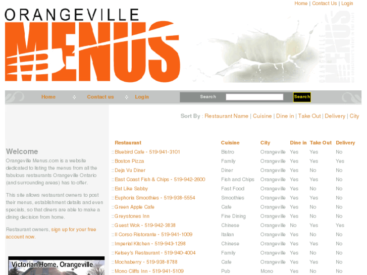 www.orangevillemenu.com