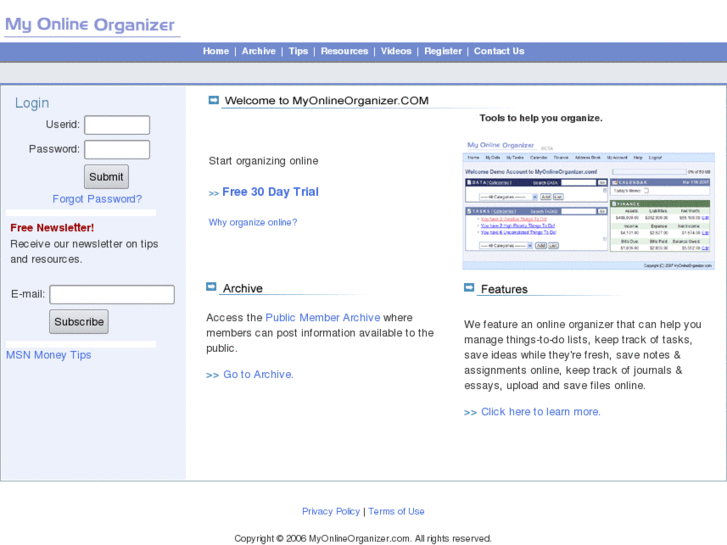 www.myonlineorganizer.com