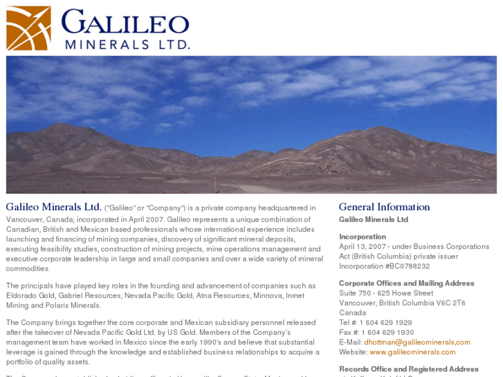 www.galileominerals.com