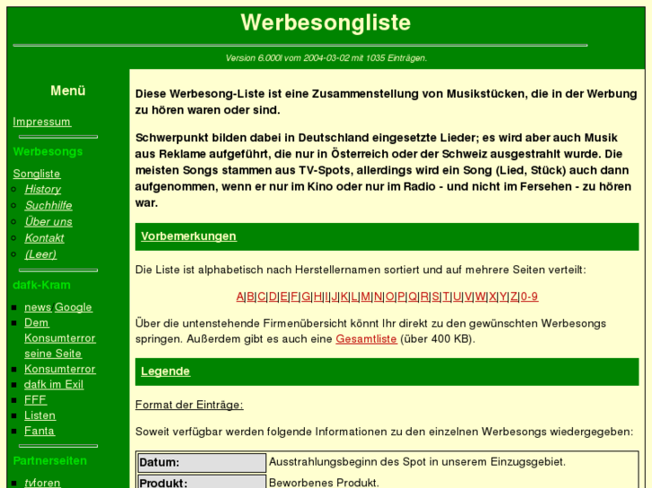 www.werbesongliste.de