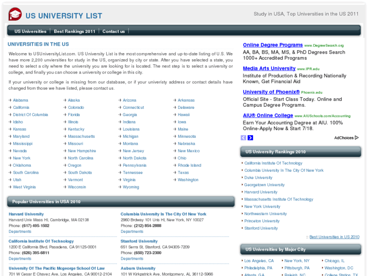 www.usuniversitylist.com