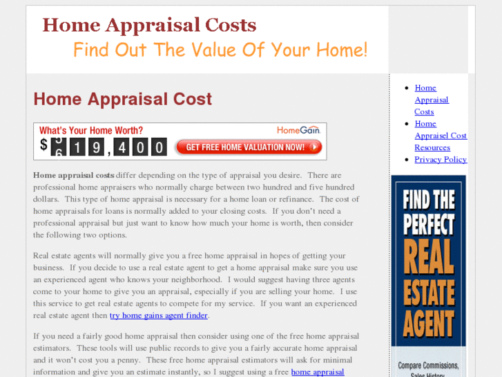 www.homeappraisalcost.com