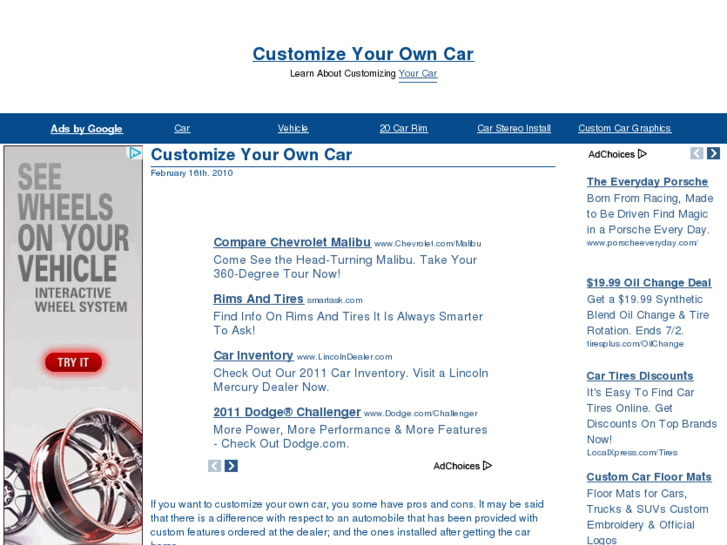 www.customizeyourowncar.org