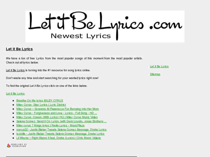 www.letitbelyrics.com