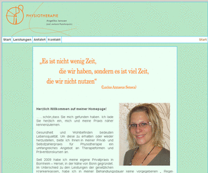 physiotherapie-janssen.com: Physiotherapie Janssen
Physiotherapie Angelika Janssen - staatlich anerkannte Physiotherapeutin