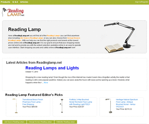 readinglamp.net: Reading Lamp | Headboard Reading Lamps | Floor Lamp Light | ReadingLamp.net

				Here at ReadingLamp.netÂ you will find all of theÂ Reading Lamps you can't find anywhere else including Lite Source Reading Lamps or you can also choose from George Kovacs Reading Lamps. With our help you can find the right products and brands at the lowest prices online only at ReadingLamp.net. It is our goal to ensure 