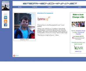 stephenchinn.com: Home Page
Stephen Chinn is a Sr. Applications Architect & Project Manager with 20  years of experience building applications and databases using Microsoft technologies