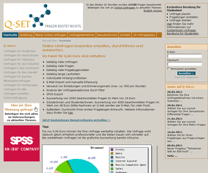 q-set.cz: Online Umfragen kostenlos erstellen, durchführen und auswerten.
Online Umfragen kostenlos erstellen, durchführen und auswerten.