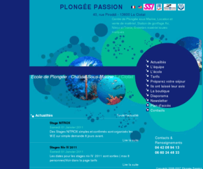 plongeepassion-laciotat.com: Plongée Passion - Ecole de plongée - La Ciotat (13)
Venez découvrir les plus beaux sites de plongée du Golfe d'Amour, des Embiez aux îles de Marseille sur 2 bateaux de 20 et 28 plongeurs chacun, rapides et possédant tout le matériel de sécurité. Encadrement assuré par des moniteurs d'Etat et Fédéraux. Plongée Passion est ouvert toute l'année à La Ciotat(13).