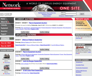 networkoil.net: Online marketplace for surplus oil and gas, petrochemical and power equipment
Buy and sell surplus and used equipment in network online auction.  Online auctions include oil and gas equipment, construction equipment, petroleum equipment and mining equipment.