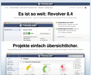 getrevolver.com: Agentursoftware, Verwaltungssoftware | Projektmanagement, Zeiterfassung | Revolver
CRM, Projektmanagement, Zeiterfassung, Rechnungen - ideal als Verwaltungssoftware, Agentursoftware, Firmensoftware. Revolver ist die meistverkaufte Agentursoftware in Deutschland, Österreich und der Schweiz.