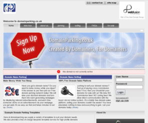 videomobiledating.com: DomainParking.co.uk - index.php
Our Domain Parking service is one of Industry Leaders in Domain Name Monetization. We offer high payouts, fantastic domain parking templates, Easy to Use Domain Tools and more.