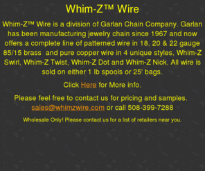 whimzwire.com: jewelry craft fancy patterned brass wire sold on spools
