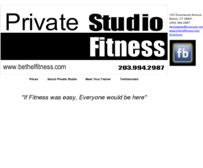 bethelfitness.com: Private Studio Personal Training
Bethel CT's only private personal training and 24/7 Fitness Center. Serving Redding, Bethel and Danbury with a non crowded and professional fitness enviornment. 