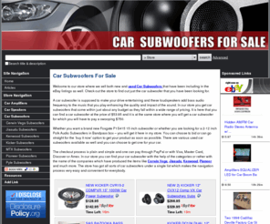 carsubwoofersforsale.com: Car Subwoofers For Sale - Car Speakers | Car Amplifiers
Find cheap prices on new and used Car Subwoofers, Speakers, Amplifiers and from a selection of Pioneer, MTX, Kicker, Pyle, ...