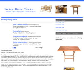 foldingdiningtables.org: Folding Dining Tables
Folding Dining Tables. Click to find fantastic discounts and deals on folding dining tables.  Get top quality functional folding dining tables.