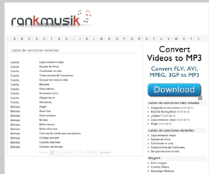 rankmusik.com: Rank Musik - Letras de canciones
Letras de canciones de todos los géneros, aquí en Rank Musik encontrarás todas las letras de música que puedas imaginar.