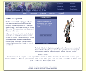 gingermiranda.com: The Law Offices of Ginger Miranda, P.A. - Home
The Law Offices of Ginger Miranda, P.A. - A law firm in Fort Pierce, on the Treasure Coast of Florida.