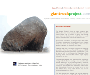 giantrockproject.com: Giant Rock, Landers, CA
Mojave Desert, mysteries and folklore, legend of GIANT ROCK. The 25,000 ton, 7 stories high, granite