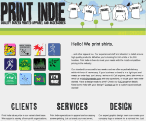 threadbearclothing.com: Print Indie - Apparel and Accessory Screen Printing
Print Indie LLC is your source for quality screen printed and full color apparel and accessories. We created this company to serve a wide variety of clientele including but never limited to traveling bands, high schools, colleges and businesses that need superior merchandise at competitive prices. 