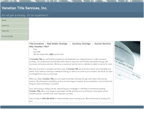 venetiantitleservices.com: Venetian Title Services
A Florida Title Agency for Reliable and Accurate Title Search and Title Insurance when purchasing Real Estate in Florida