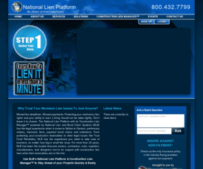 nlbaccess.com: Construction Lien Manager™ – The Future in Mechanic Lien Compliance
Calculate any project's construction lien deadline with our innovative mechanic lien calculator and stay ahead of your projects, quickly and easily.