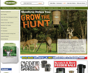 moultrie-products.com: Moultrie Feeders - Deer feeders, automatic fish feeder, wildlife feeders, deer feeder accessories
Moultrie makes deer feeders in hanging and tripod feeders styles; also automatic fish feeders, wildlife feeder kits, game cameras, and deer feeder accessories.