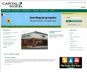 capitalbank.com: Capital Bank & Trust - Albany, NY Capital Region
Something was missing from Capital Region banking. So we decided to do something about it.  When we founded Capital Bank in 1995, we did so to fill a void.  There were few locally owned and controlled commercial banks headquartered in the Capital Region.  Crucial decisions were being made far from our area, by people who knew little about us.  Businesses weren't receiving timely, competitive responses to their loan requests.  Good service was the exception, not the rule.