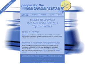 peopleforthepeoplemover.org: People for the Peoplemover |«—»| Be a Part of the Movement!
People for the Peoplemover is a people-powered movement dedicated to returning the Peoplemover attraction to its rightful place in Disneyland's Tomorrowland!