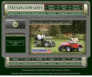 ocelectriccart.net: Mesa Golf Cart Parts : Batteries : Cover : Yamaha : Ezgo : Lift Kit : Columbia Par Car Accessory : Service Manuals
Welcome to Mesa Calf Carts, your source for Columbia Golf Carts, Parts and Accessories including Batteries, Covers, Lift Kits, and Service Manuals from manufacturers such as Yamaha, and Ezgo. Discover today what we can do for you!