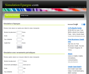 xn--simulationpargne-kqb.com: Simulation d'épargne
Calculs d'épargne: montant, durée, taux d'intérêts, capital final et montant des intérêts.