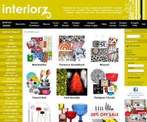 interiorz.com.au: interiorz newcastle sells designer fabric wall art, prints, shades and cushions using original Marimekko, Missoni and Florence Broadhurst fabrics as well as Marimekko homewares and fabrics, Florence Broadhurst wallpaper, Tord Boontje lights and screens, Designer lamps and vases, Karlsson clocks, French Bull tableware, Joseph Joseph kitchenware, iittala glassware and more, adding colour and style to your space.
Interiorz specialise in designer wall art using Marimekko and Missoni fabric as well as co-ordinated accessories. Located in The Junction Newcastle