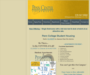 penncenterapartments.com: Williamsport Apartments Penn Center Apartments
Penn Center Apartments is a Penn College tradition! For over fifteen years, Penn Center Apartments has been home to the discriminating Penn College student. Many of our tenants continue a family tradition of living at Penn Center Apartments by following in the footsteps of their brothers, sisters or cousins who called Penn Center home.