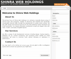 shinraholdings.com: Shinra Web Holdings
Simplicity is the Ultimate Sophistication.