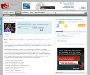 szymon.org: Szymon Machajewski Professional Profile at Toolbox for IT
Szymon Machajewski is an engineer at Grand Rapids Community College.  He is also an adjunct instructor teaching Apache administration and security, Web Databases with PHP and MySQL, and Linux Administration.
Senior Blackboard Solutions Engineer / ...