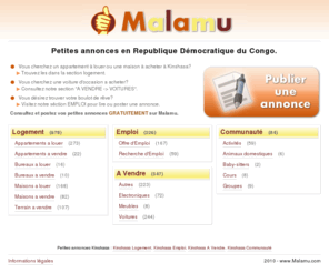 malamu.com: Malamu - Petites annonces en Republique Democratique du Congo!
Malamu - Petites annonces en Republique Democratique du Congo!