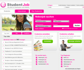 studentjob.at: Nebenjob? StudentJob.at; Nebenjobs für Studente
Wilkommen bei StudentJob.at. Das Jobportal für Studenten! Hier findest du die besten Nebenjobs und Praktika.