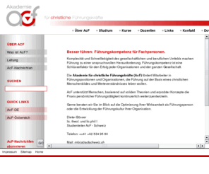 acfschweiz.ch: AcF: Über AcF
Akademie füe christliche Führungskräfte / Führungskompetenz für Fachpersonen