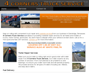 4cornerstruckservice.com: Truck Repair, Roadside Services | Dandridge, TN
Keep on rolling with convenient truck repair and roadside services from our business in Dandridge, Tennessee. 