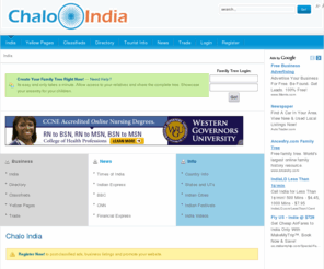 chaloindia.com: Chalo India - India
Come and visit India online at Chalo India, your guide to this wonderful country which is the root of all civilization. We enable you to promote your business and website as well as to post classified ads, create a family tree and more.