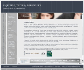 abogadoaccidentes.info: Abogados Asesores en Elche Alicante Esquitino Trives y Berenguer. Bufete, despacho, asesoría y abogado empresa.
Abogados asesores en Elche Alicante, bufete y despacho empresa.  Jurídico, fiscal y laboral. Abogado especialista en defensa juicios, indemnizaciones accidentes de tráfico, herencias, divorcios y despidos.