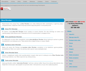 oknawrocek.com: okna Wrocław - okna PCV Wrocław - okna plastikowe Wrocław
Okna PCV Wrocław to najlepsza oferta na rynku. To nie tylko tanie okna Wrocław, ale także jakość i profesjonalizm w znakomitej cenie.

