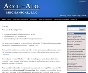 accu-airemechanical.com: Accu-Aire Mechanical, LLC
Accu-Aire Mechanical provides commercial heating and air conditioning service, implementation, and maintenance.