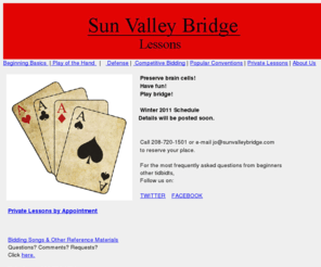 sunvalleybridge.com: Sun Valley Bridge Lessons
Bridge lessons in Sun Valley, Idaho